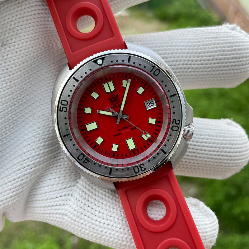 STEELDIVE SD1981 Steel Bezel Super Luminous AR Sapphire Glass NH35 Automatic 200m Waterproof Mens Dive Watch with Milled Clasp