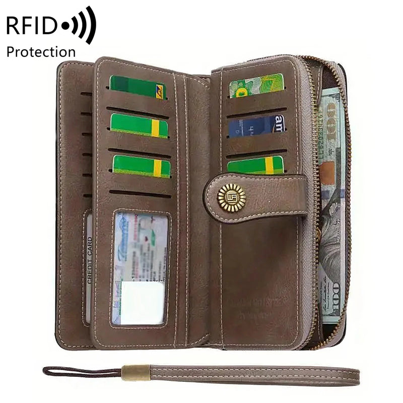 High Quality Women Wallet RFID Anti-theft Leather Wallets For Woman Long Zipper Large Ladies Clutch Bag Female Purse Card Holder
