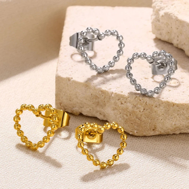 Gold Color Love Heart Earrings For Women Bow Stud 2023 Trend Simple Knot Earrings Piercing Fashion Jewelry Valentine's Day Gifts