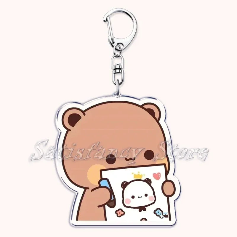 Llavero con diseño de Bubu Dudu, pareja de enamorados, oso panda, accesorios para bolso, colgante, joyería, regalos para amantes.