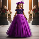 Puffy Girls Party Dress Elegant Kids Wedding Gala Prom Gown Sequin Bow Children Birthday Princess Dress For Girl Clothes 5-14Yrs