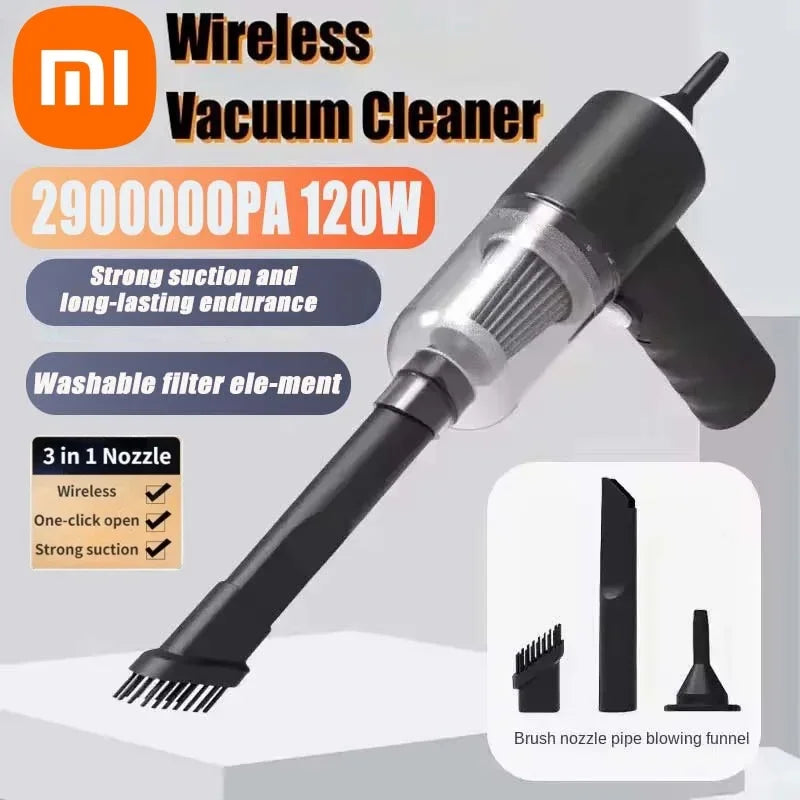 Xiaomi 2900000Pa Wireless Car Vacuum Cleaner 120w Strong Suction 3 In1 Handheld Vacuum High-power Vacuum Cleaner Home Office Car