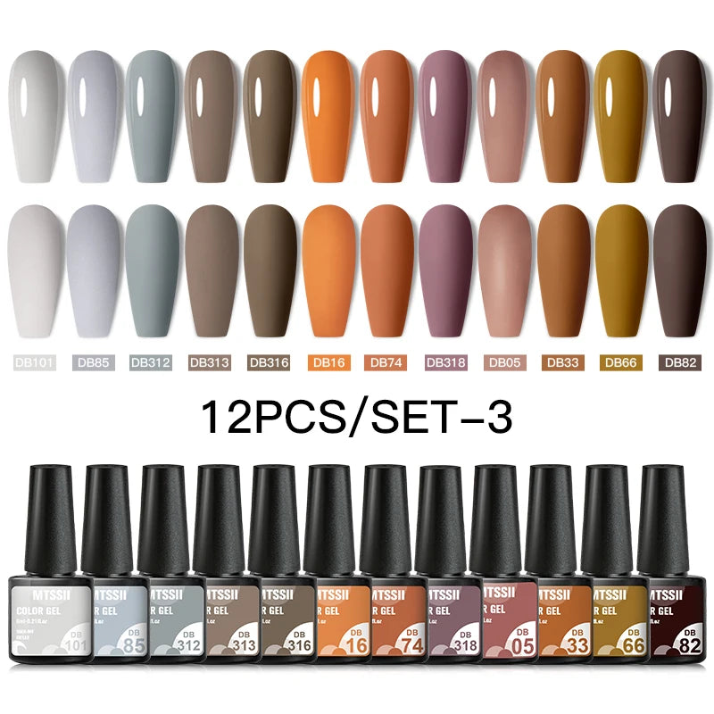 Mtssii 10PCS Reflective Gel Nail Polish Set Fluorescent Glitter Semi Permanent Hybrid Gel Varnish Soak Off UV Lamp For Manicure