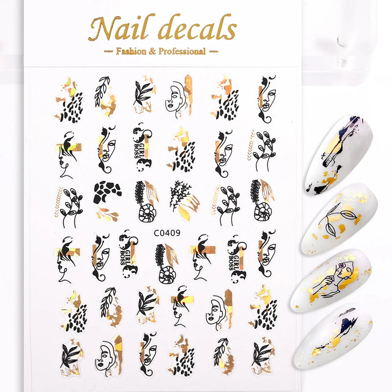 1 Pc Nail Strip Stickers Black/Gold/Rose Gold/Silver Metal Strip Tape Nail Art Adhesive DIY Foil Tips Nail Sticker Decals NK11
