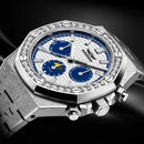 HAEMMER high-end design multifunctional men's watch stainless steel silver diamond face fashionable men's watch waterproof 30ATM