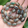8pcs ,10x14mm Natural Green Agate Ancient Tibet Dzi beads, Many patterns, For DIY Jewelry making !