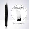 CNK  Wholesale  Stainless Steel Black Eyebrow Tweezer with Slant and Flat Point Beauty Tools for Eyebrows & Ingrown Hair Removal