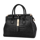 Aidrani  Genuine leather women's handbag, large capacity crocodile patterned cowhide bag, black