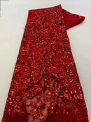 Latest African Sequins Lace Fabric 2024 High Quality Lace Embroidery Beaded Mesh Fabric 5 Yards For Women Wedding Party Dress