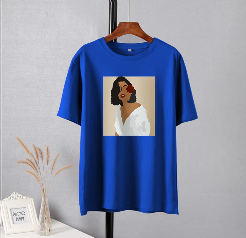 Hirsionsan Aesthetic Figures T Shirts for Women Summer Simple Soft Cotton Basic Tops Female Oversized Korean Short Sleeve Tees