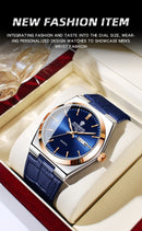 BINBOND New Authentic Youth Men's Quartz Watchwith Fashion Leather Strap Waterproof Luminous Calendar Luxury Business Men Watch