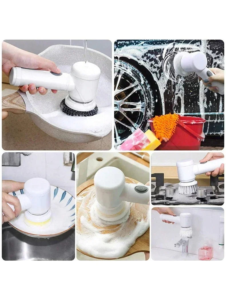 1PC Electric Spin Scrubber Electric Cleaning Brush 5 in1 Handheld Kitchen Cleaner Cordless Spin Scrubber Power Scrubber Bathr