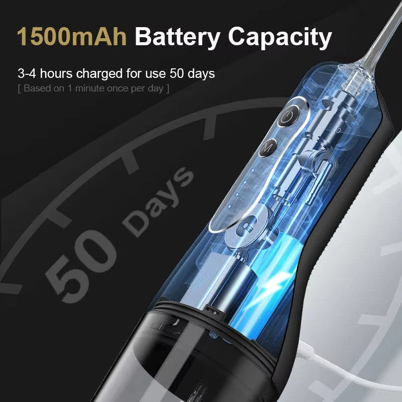 Irrigador bucal portátil, recargable por USB, con chorro de agua, resistente al agua.