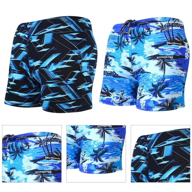Terrific Swimming Trunks Eye-catching High Elasticity Quick Dry Sharp Printing Swimming Shorts
