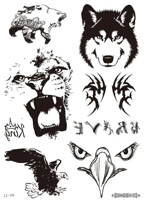 Face Tattoo Bull Head Face Sticker Neck Hand Back Cool Design Sexy Body Art Waterproof Temporary Tattoo Sticker for Man Woman