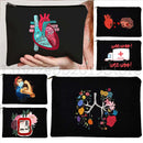 Anatomy Medical Nursing Student Nurse Doctor Flower Stethoscope Brain Canvas Cosmetic Makeup Toilet Bag Pencil Case Zipper Pouch