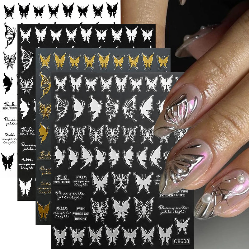 4Sheets Moon Star Heart Sun Mysterious Celestial Design Nail Art Stickers Self Adhesive Manicure Sliders For Nail Art Decoration