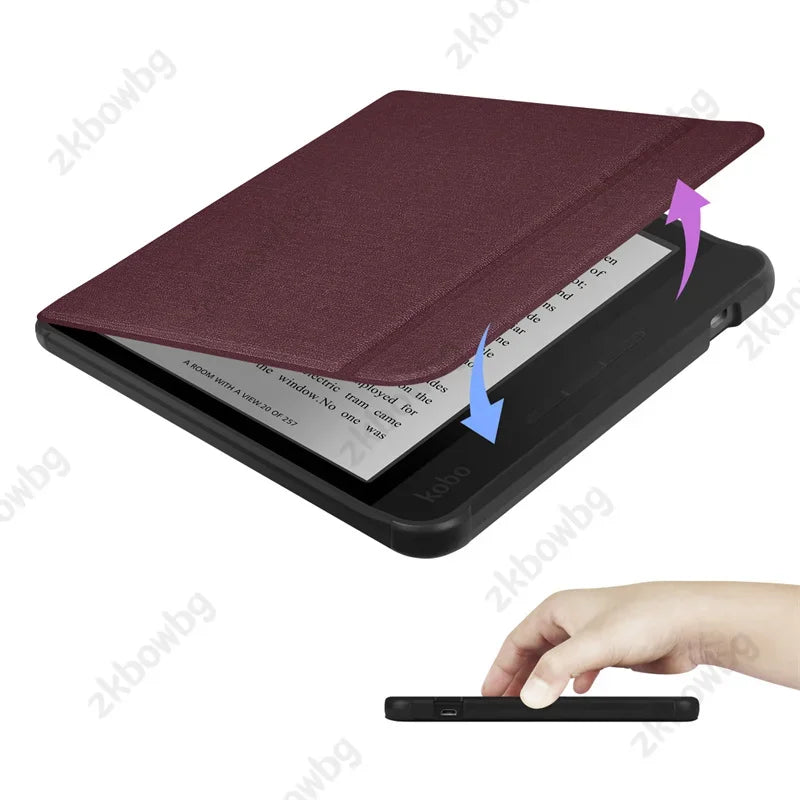 Magnetic Cover For Kobo Libra Colour 2024 Release 7" eBook with Soft TPU Back Cover For Kobo Libra2 2021 HandStrap Smart Case