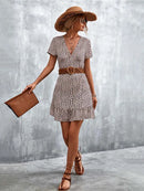 Summer Short Boho Dress Women V Neck Print Floral Party Dress Ladies Bohemian Flower Mini Dress For Women