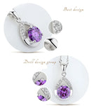 Hot Sale Bridal Jewelry Sets 925 Sterling Silver Color Crystal Water Drop Necklaces Hoop Earrings Women Party Engagement