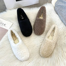 New Luxury Lambwool Moccasins Winter Cotton Shoes Women Warm Plush Loafers Comfy Curly Sheep Fur Flats Woman Large Size