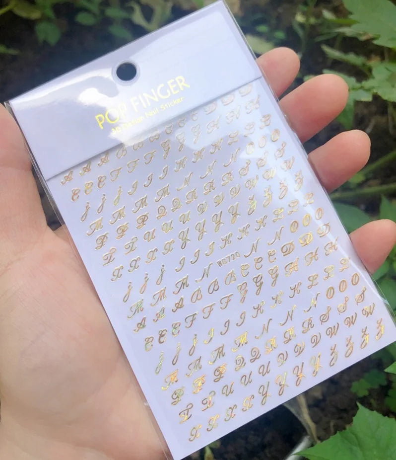 Newest Black Numbers English Letter Design 3d Self Adhesive Decal Slider DIY Decoration Manicure Tools Nail Sticker Accessories