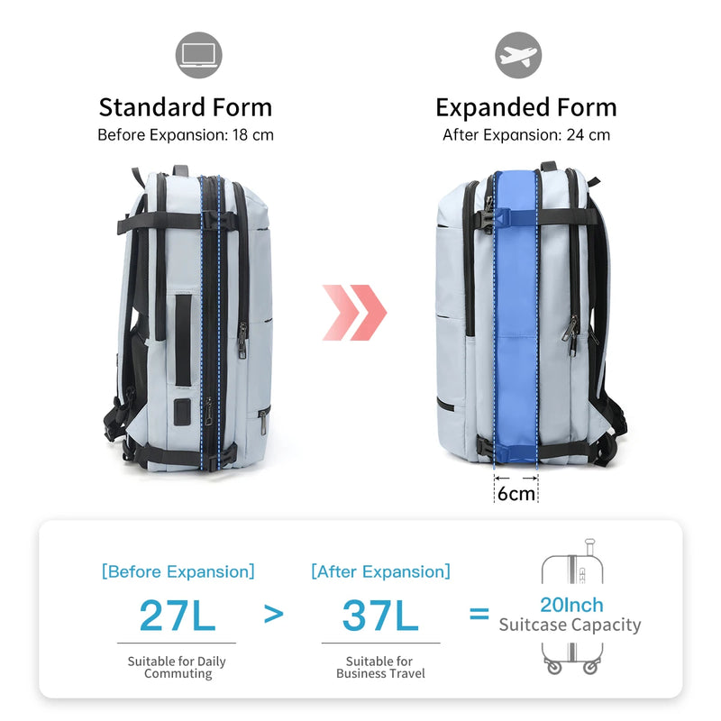 Tigernu Fashion Expandable 27L-37L Hiking Travel Laptop Backpack For 17inch Storage Packs Luggage With USB Port Backpack mochila
