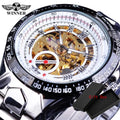 Winner Classic Series Golden Movement Steel Mens Skeleton Man Wrist Watch Mechanical Top Brand Luxury Fashion Automatic Watches