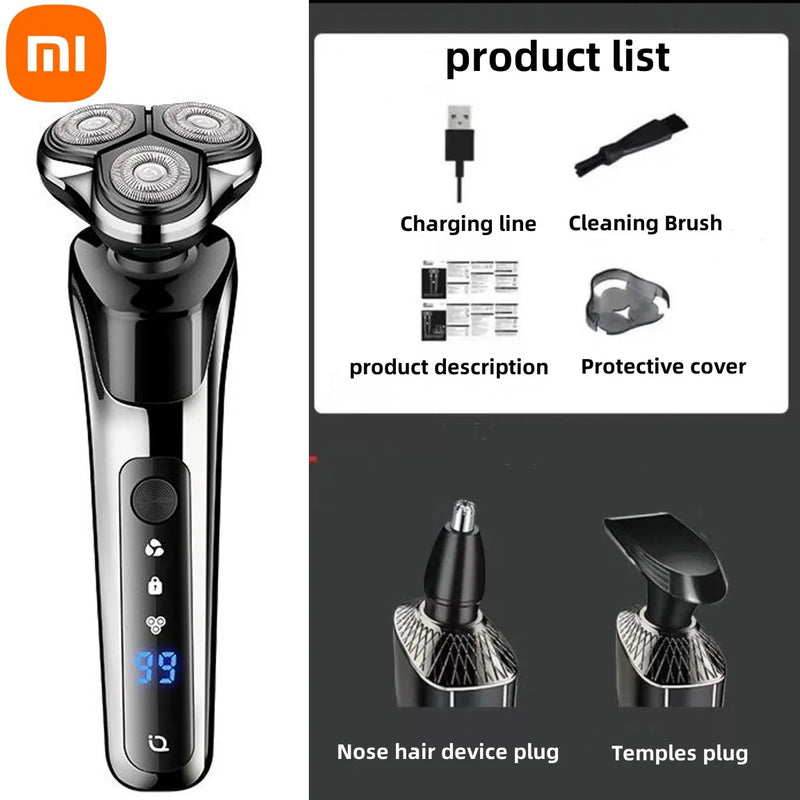 Xiaomi 3-in-1 Double Head 5000 Digital Display Head Electric Shaver Washable Rechargeable Brushless Men's Fast Charge Razor ﻿