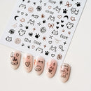 Laser Silver 3D Kawaii Cute Cat Nail Stickers Holographic Cartoon Puppy Dog Graffiti Design Sliders Decals Manicure Decoration