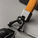 Car Key Chain Luxury Genuine Leather Keychain Pure Color Buckle Key Ring Car Accessories Gift Car Keychain