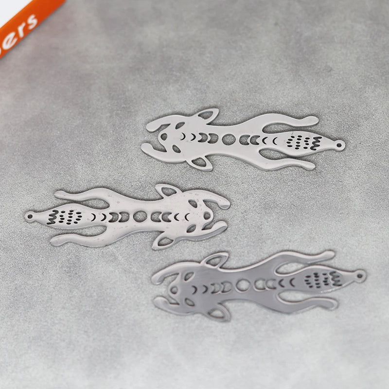 Cute Cat Moon Bear Deer DIY Tassels Earrings Stainless Steel Pendant For Jewelry Making Insect Charms Snake Necklace Accessory