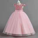 Puffy Girls Party Dress Elegant Kids Wedding Gala Prom Gown Sequin Bow Children Birthday Princess Dress For Girl Clothes 5-14Yrs