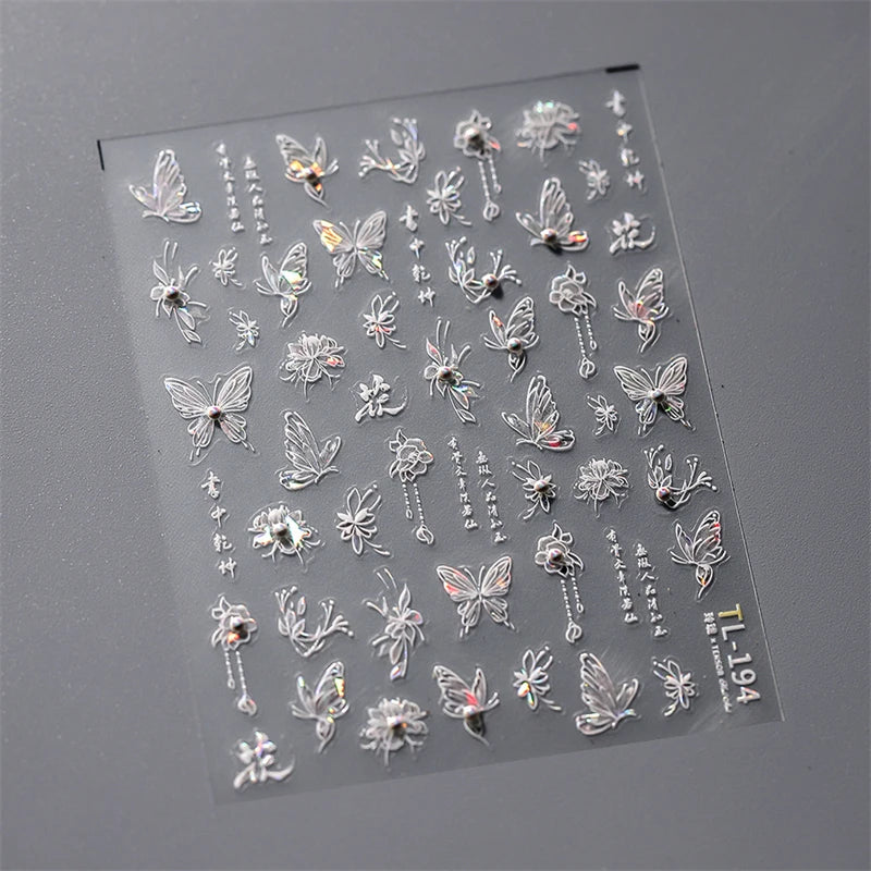 1 pc 5D Embroidery Bee Nail Art Sticker Embossed Butterfly Insect Nail Sticker High Quality Nail Art Design Decoration Sticker