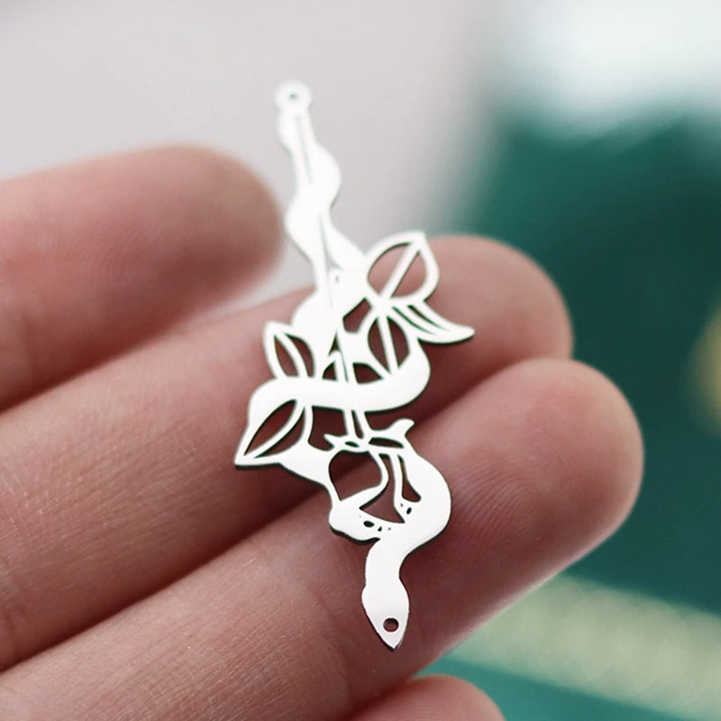 3pcs Vintage Lotus Flower/Potted Plant/Maple Leaf Art Line DIY Tassels Earrings Necklace Jewelry Making Titanium Steel Pendant