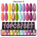 Mtssii 10PCS Reflective Gel Nail Polish Set Fluorescent Glitter Semi Permanent Hybrid Gel Varnish Soak Off UV Lamp For Manicure