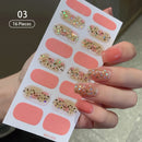 New 16 Strips Autumn Nail Stickers Full Cover Nail Patch Leopard Print 3D Nail Stickers Nail Polish Strips DIY Nail Art Making