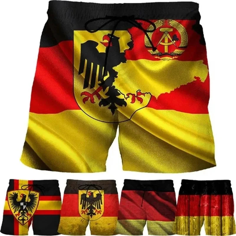 3D Print Germany National Emblem Flag Beach Shorts For Men Casual Seaside Swim Trunks Beachwear Kids Quick Dry Swim Shorts Homme