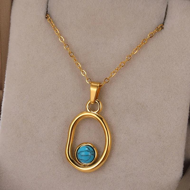 Love Heart Stainless Steel Necklace for Woman Gold Color Zircon Fashion Pendant Chain Jewelry collares para mujer