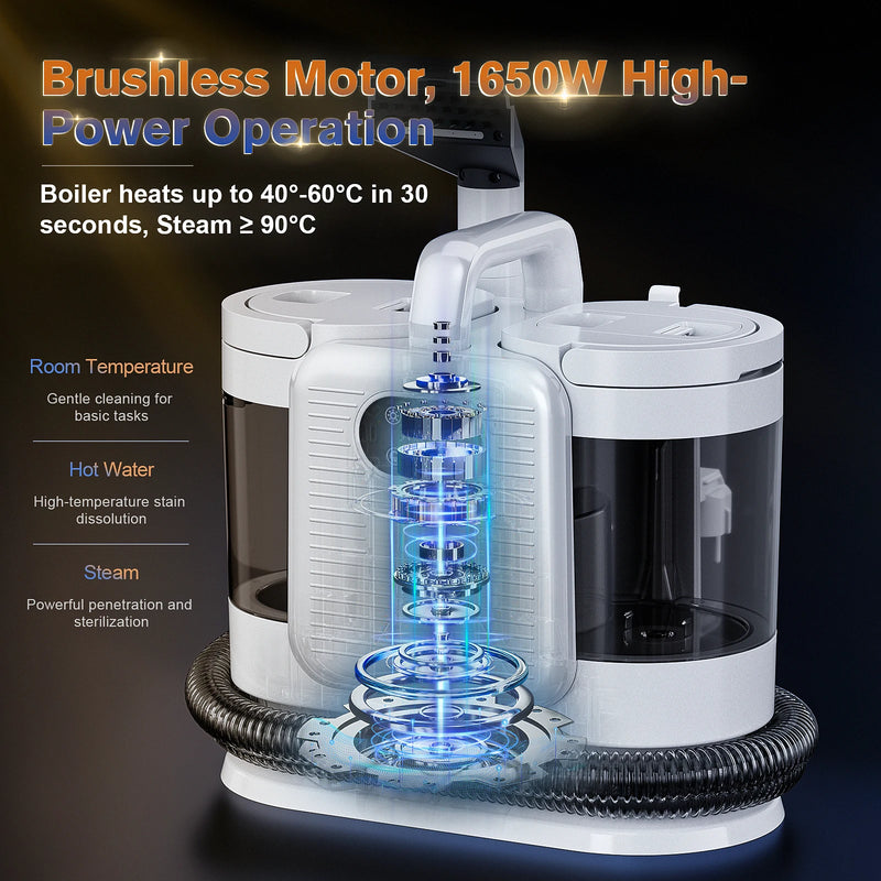 C988 1650W  Hot and Steam Clean Machine Vacuum Cleaner Spray 13KPA Touch Screen 4 cleaning mode Smart Voice Handheld Carpet Clea