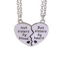 True Words Talk Not Sisters By Blood But By Heart Pendant Necklace Set For 2 For Women Soul Mate Bestie Friendship Memorial