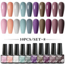 Mtssii 10PCS Reflective Gel Nail Polish Set Fluorescent Glitter Semi Permanent Hybrid Gel Varnish Soak Off UV Lamp For Manicure