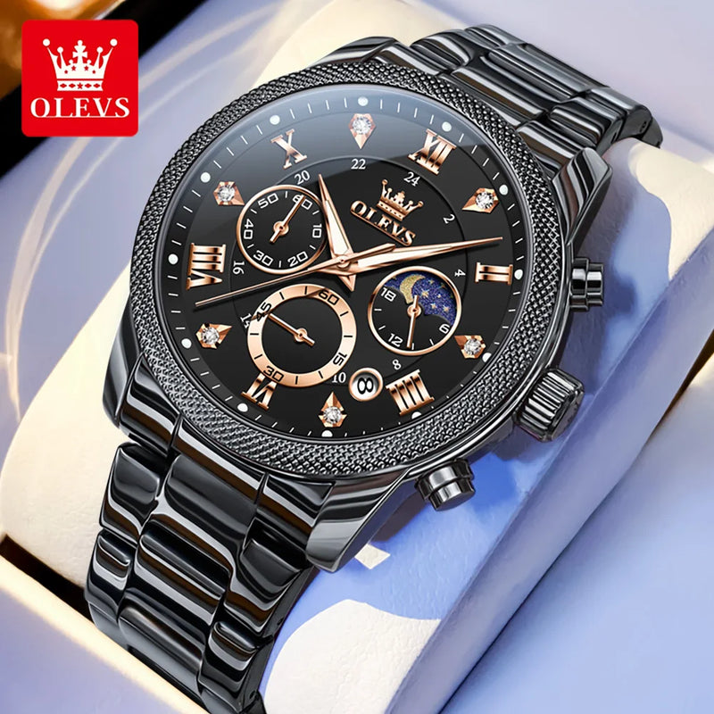 OLEVS 3660 Mens Watch Business Simply Original Quartz Watch Waterproof Luminous Watch For Man Multifunctional Chronograph Reloj