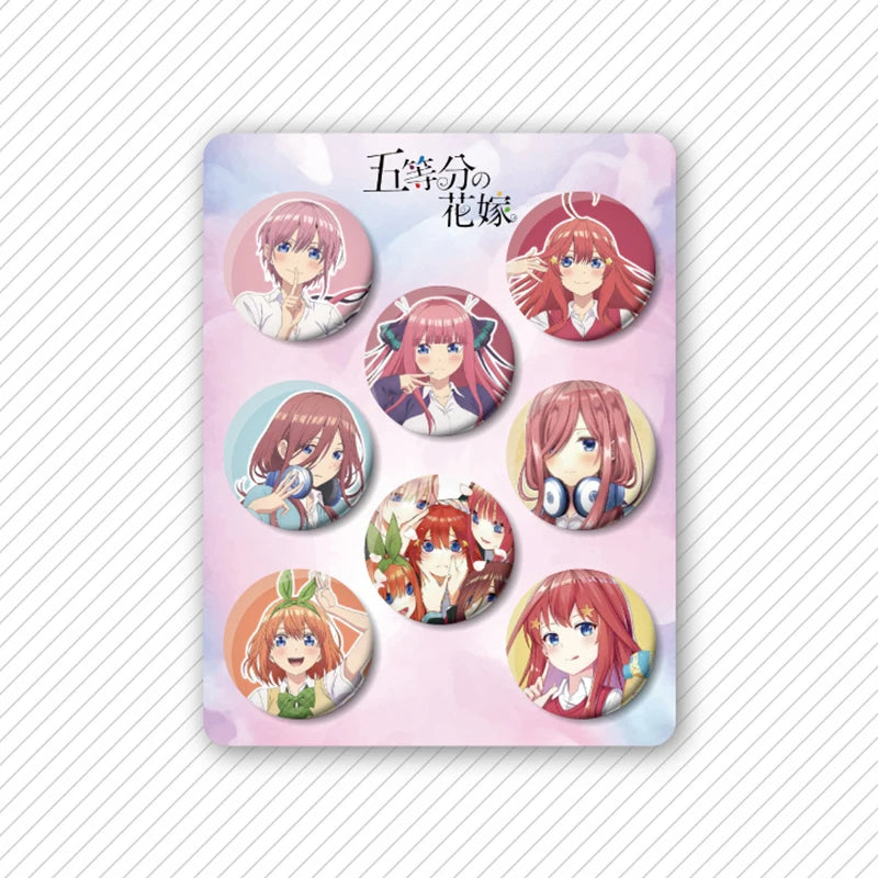 8 Pcs/Set Anime Tinning Tinplate Brooch Sanrio Backpack Badge Souvenir Clothing Gift For Friends