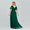 Women's Plus Size Evening Dress Long Simple Elegant V Neck Ruffled Chiffon Formal Wedding Party Dress Bridesmaid Dress Ballgown