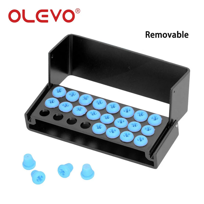 OLEVO Aluminum Dental Burs Holder Sterilizer Case Drills Block for High/Low Speed Bur Organizer Box With Silicone Autoclavable