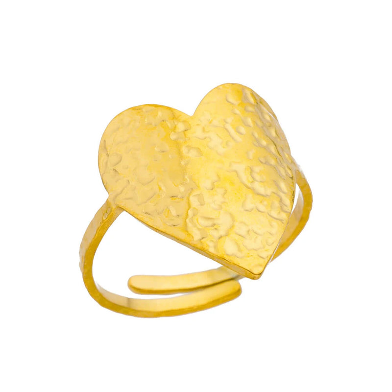 Stainless Steel Big Heart Rings For Women Men Gold Color Open Ring Female Male Fashion Party Finger Jewelry Gift 2024 New Trend