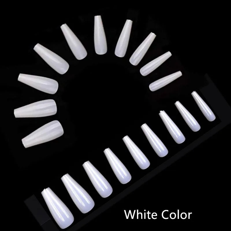 Fake Nails 100PCS Claw Shape Full Cover Wearable DisassemblyGlossy Pure White Red Orange Natural False Nails Tips