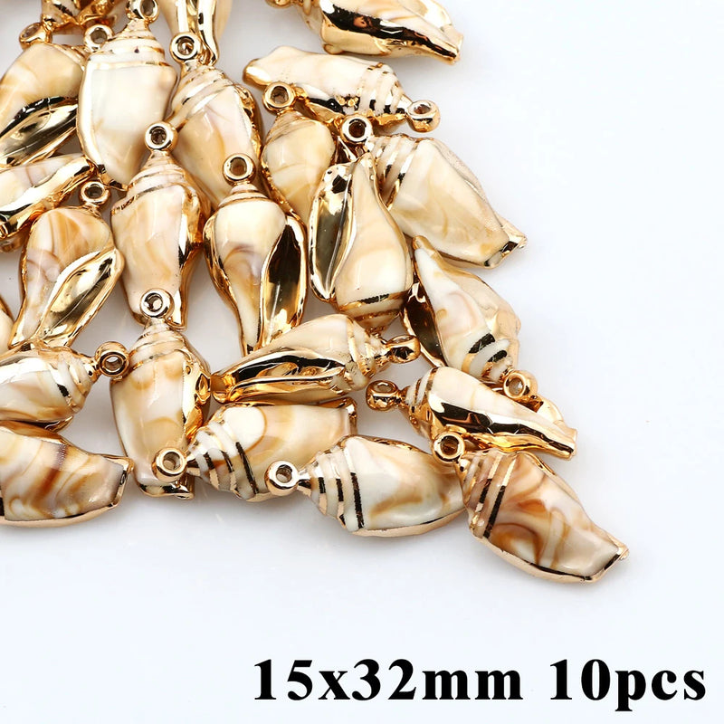 5-20pcsAcrylic Gold Plated Color Conch Sea Shell Charms Pendants Beads Jewelry Making Accessories DIY Handmade Necklace Bracelet