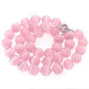 Beautiful Natural Stone 10mm Pink Mexican Opal Cat's Eye Necklace Woman Gifts for Girls Christmas Jewelry Make Design Wholesale